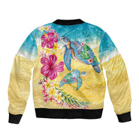 Hawaiian Tropical Plants Turtles Bomber Jacket Watercolor Style LT03 - Polynesian Pride