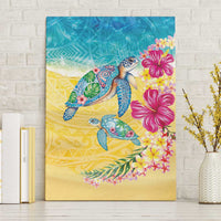 Hawaiian Tropical Plants Turtles Canvas Wall Art Watercolor Style LT03 Without Frame Multicolor - Polynesian Pride