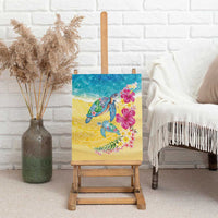 Hawaiian Tropical Plants Turtles Canvas Wall Art Watercolor Style LT03 - Polynesian Pride