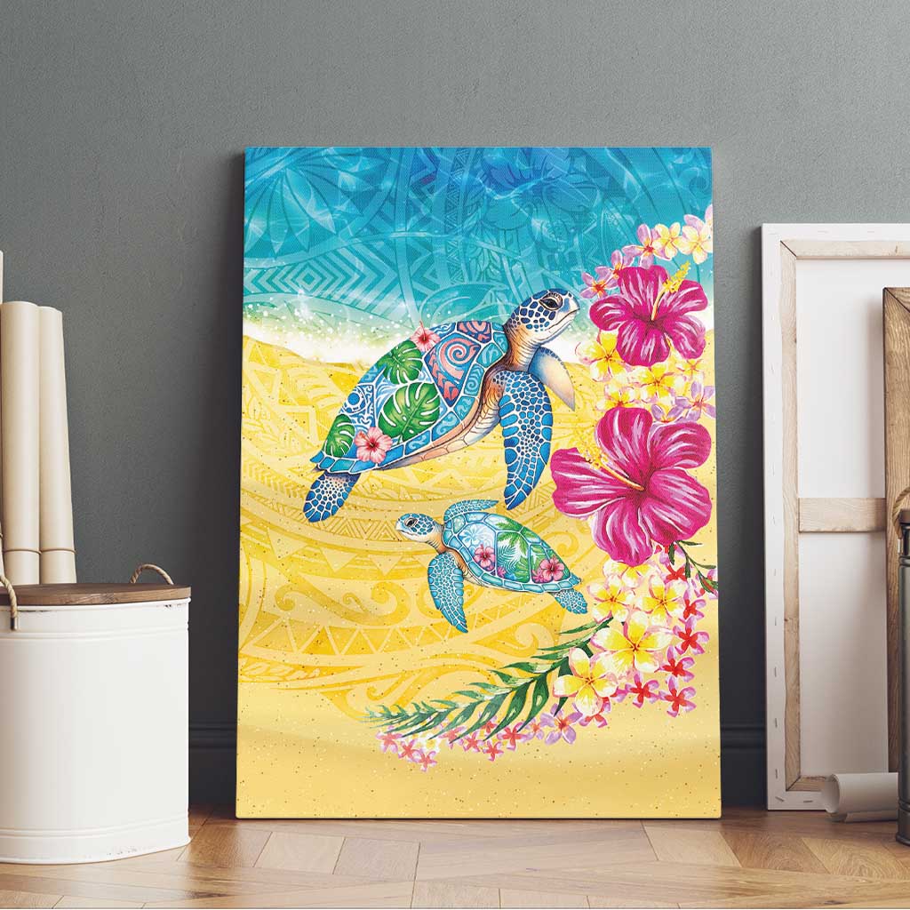 Hawaiian Tropical Plants Turtles Canvas Wall Art Watercolor Style LT03 - Polynesian Pride