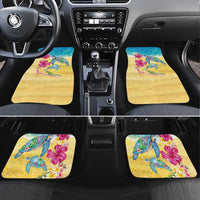 Hawaiian Tropical Plants Turtles Car Mats Watercolor Style LT03 Set 4pcs Multicolor - Polynesian Pride
