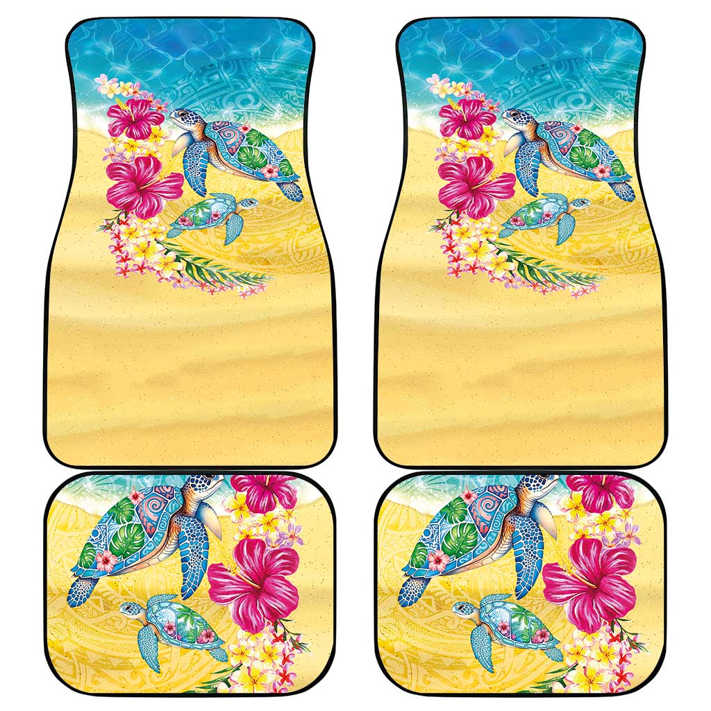 Hawaiian Tropical Plants Turtles Car Mats Watercolor Style LT03 - Polynesian Pride