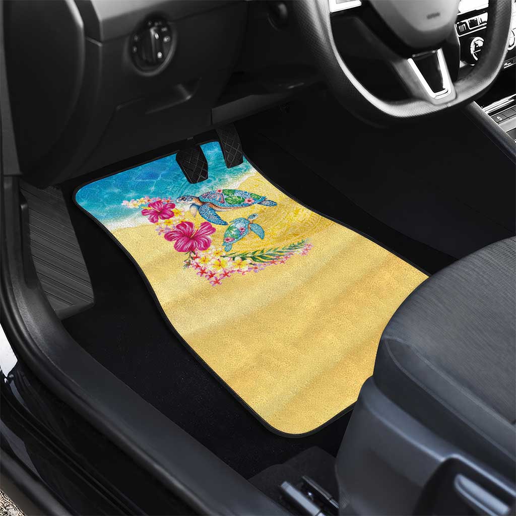 Hawaiian Tropical Plants Turtles Car Mats Watercolor Style LT03 - Polynesian Pride