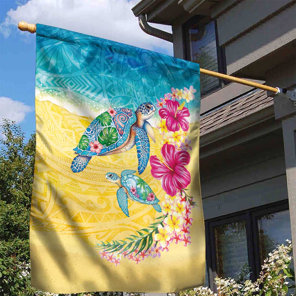 Hawaiian Tropical Plants Turtles Garden Flag Watercolor Style LT03 - Polynesian Pride