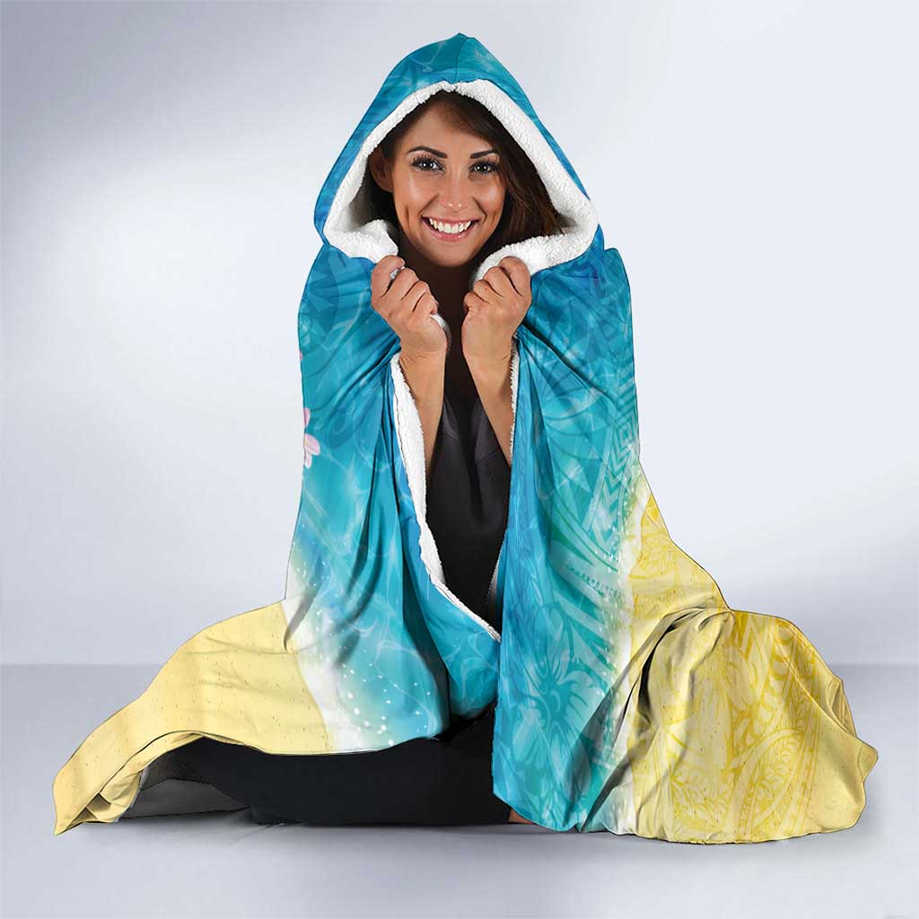 Hawaiian Tropical Plants Turtles Hooded Blanket Watercolor Style LT03 - Polynesian Pride