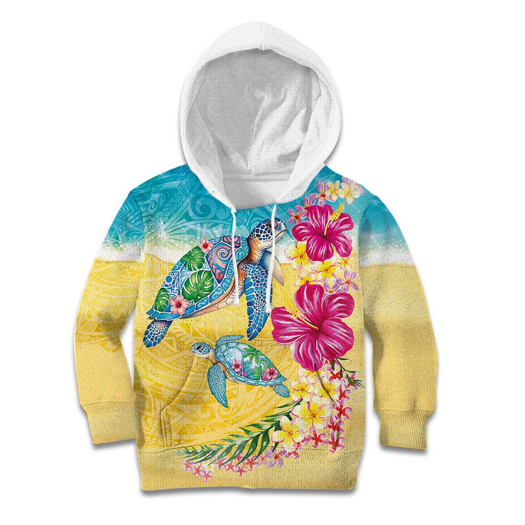 Hawaiian Tropical Plants Turtles Kid Hoodie Watercolor Style LT03 Hoodie Multicolor - Polynesian Pride
