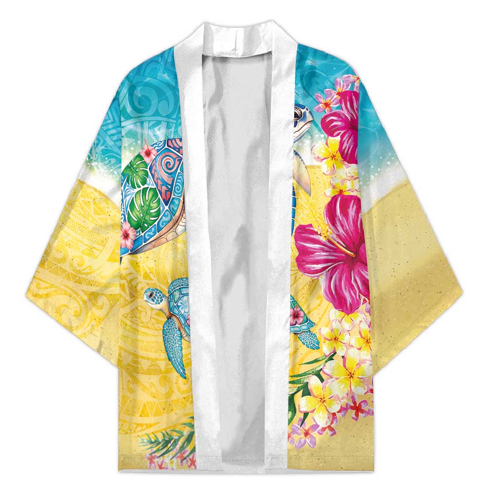 Hawaiian Tropical Plants Turtles Kimono Watercolor Style LT03 Unisex Multicolor - Polynesian Pride