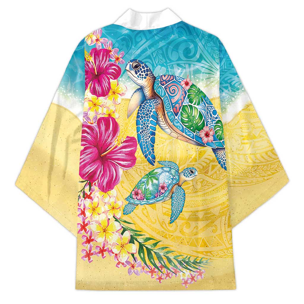 Hawaiian Tropical Plants Turtles Kimono Watercolor Style LT03 - Polynesian Pride