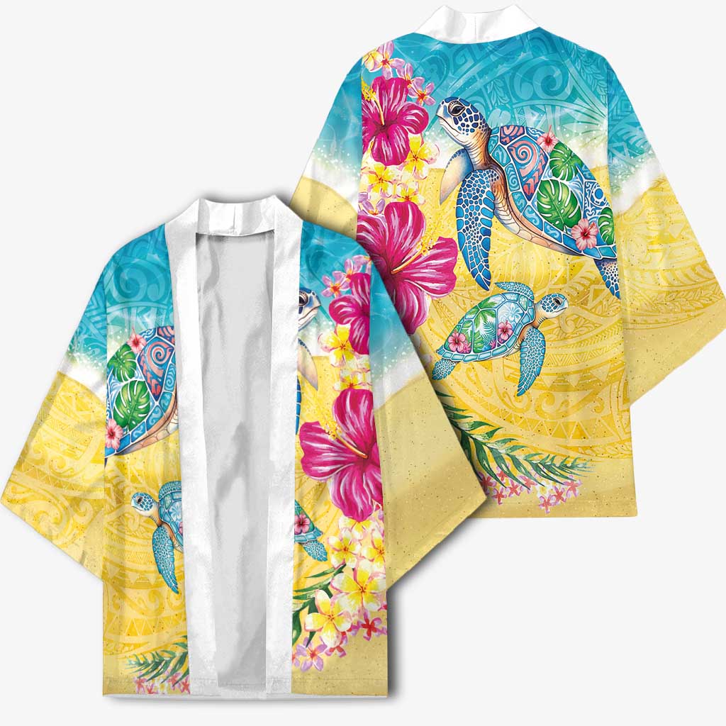 Hawaiian Tropical Plants Turtles Kimono Watercolor Style LT03 - Polynesian Pride