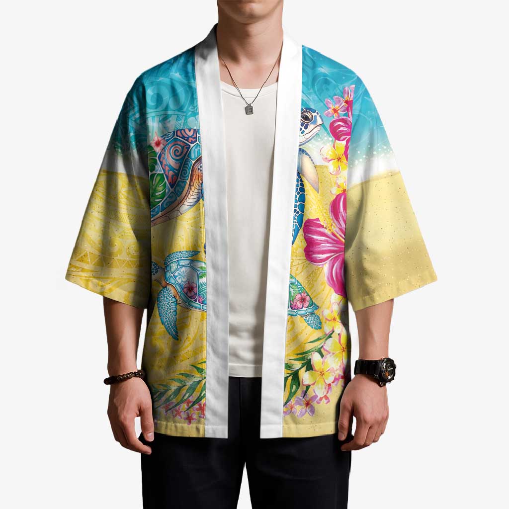 Hawaiian Tropical Plants Turtles Kimono Watercolor Style LT03 - Polynesian Pride