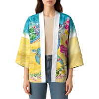 Hawaiian Tropical Plants Turtles Kimono Watercolor Style LT03 - Polynesian Pride