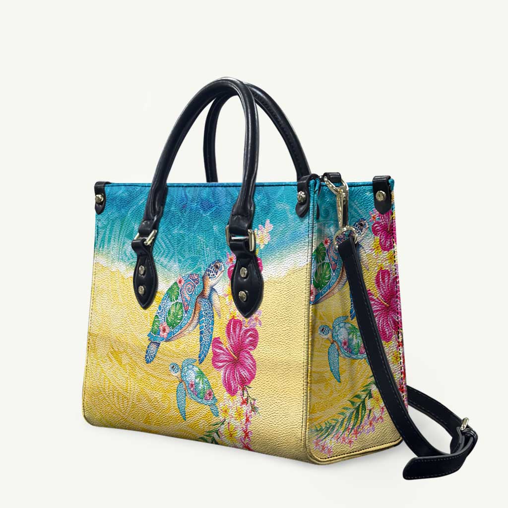 Hawaiian Tropical Plants Turtles Leather Bag Watercolor Style LT03 Multicolor - Polynesian Pride