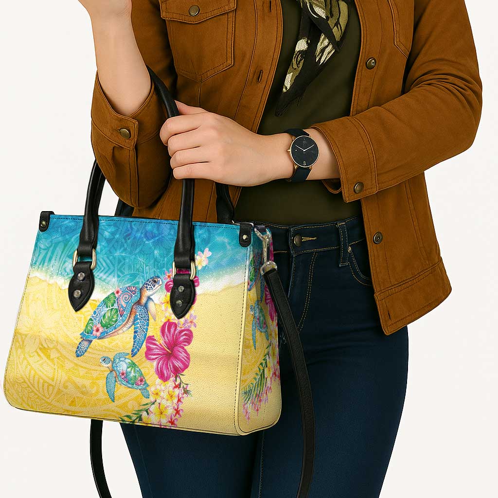 Hawaiian Tropical Plants Turtles Leather Bag Watercolor Style LT03 - Polynesian Pride
