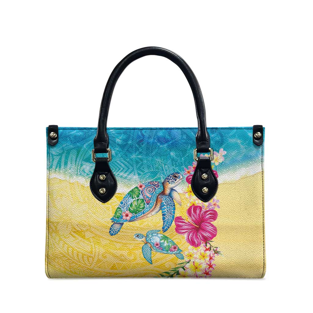 Hawaiian Tropical Plants Turtles Leather Bag Watercolor Style LT03 - Polynesian Pride