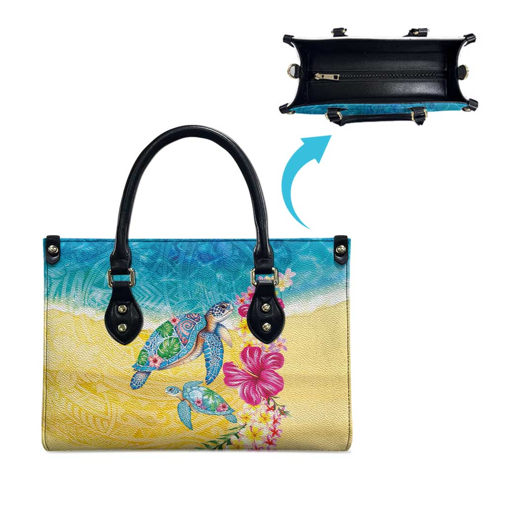Hawaiian Tropical Plants Turtles Leather Bag Watercolor Style LT03 - Polynesian Pride