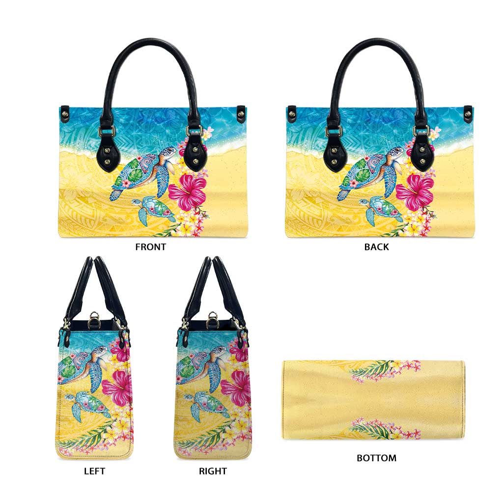 Hawaiian Tropical Plants Turtles Leather Bag Watercolor Style LT03 - Polynesian Pride
