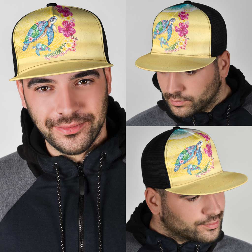 Hawaiian Tropical Plants Turtles Mesh Trucker Cap Watercolor Style LT03 - Polynesian Pride
