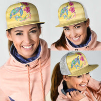 Hawaiian Tropical Plants Turtles Mesh Trucker Cap Watercolor Style LT03 - Polynesian Pride