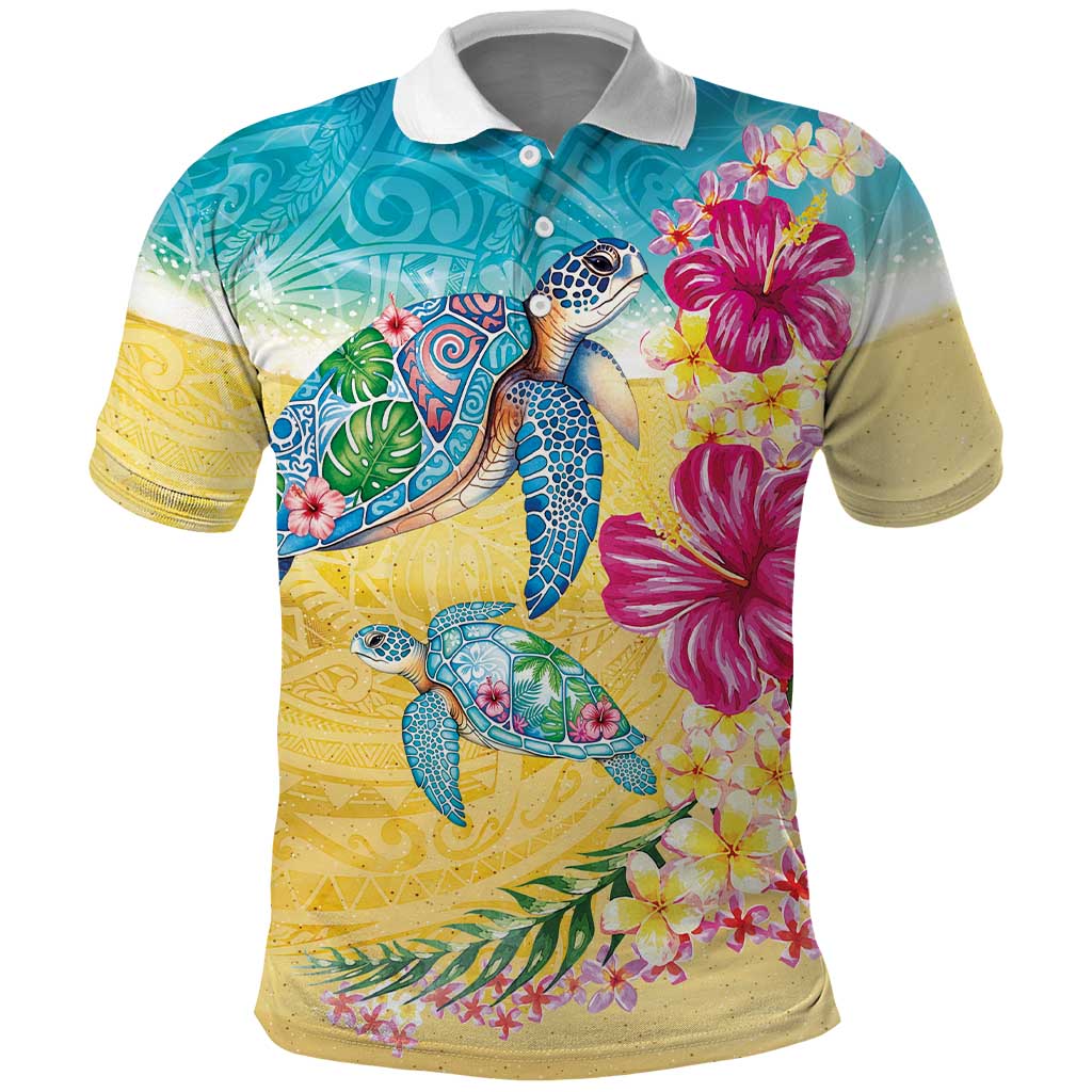Hawaiian Tropical Plants Turtles Polo Shirt Watercolor Style LT03 Multicolor - Polynesian Pride