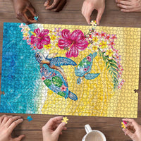 Hawaiian Tropical Plants Turtles Puzzle Watercolor Style LT03 - Polynesian Pride