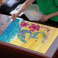 Hawaiian Tropical Plants Turtles Puzzle Watercolor Style LT03 - Polynesian Pride