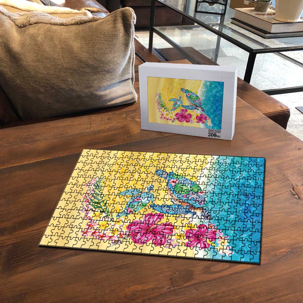 Hawaiian Tropical Plants Turtles Puzzle Watercolor Style LT03 - Polynesian Pride
