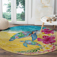 Hawaiian Tropical Plants Turtles Round Carpet Watercolor Style LT03 - Polynesian Pride