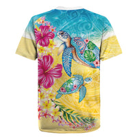 Hawaiian Tropical Plants Turtles Rugby Jersey Watercolor Style LT03 - Polynesian Pride