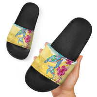 Hawaiian Tropical Plants Turtles Slide Sandals Watercolor Style LT03 - Polynesian Pride