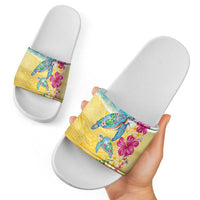 Hawaiian Tropical Plants Turtles Slide Sandals Watercolor Style LT03 - Polynesian Pride
