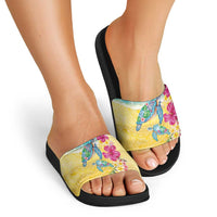 Hawaiian Tropical Plants Turtles Slide Sandals Watercolor Style LT03 - Polynesian Pride