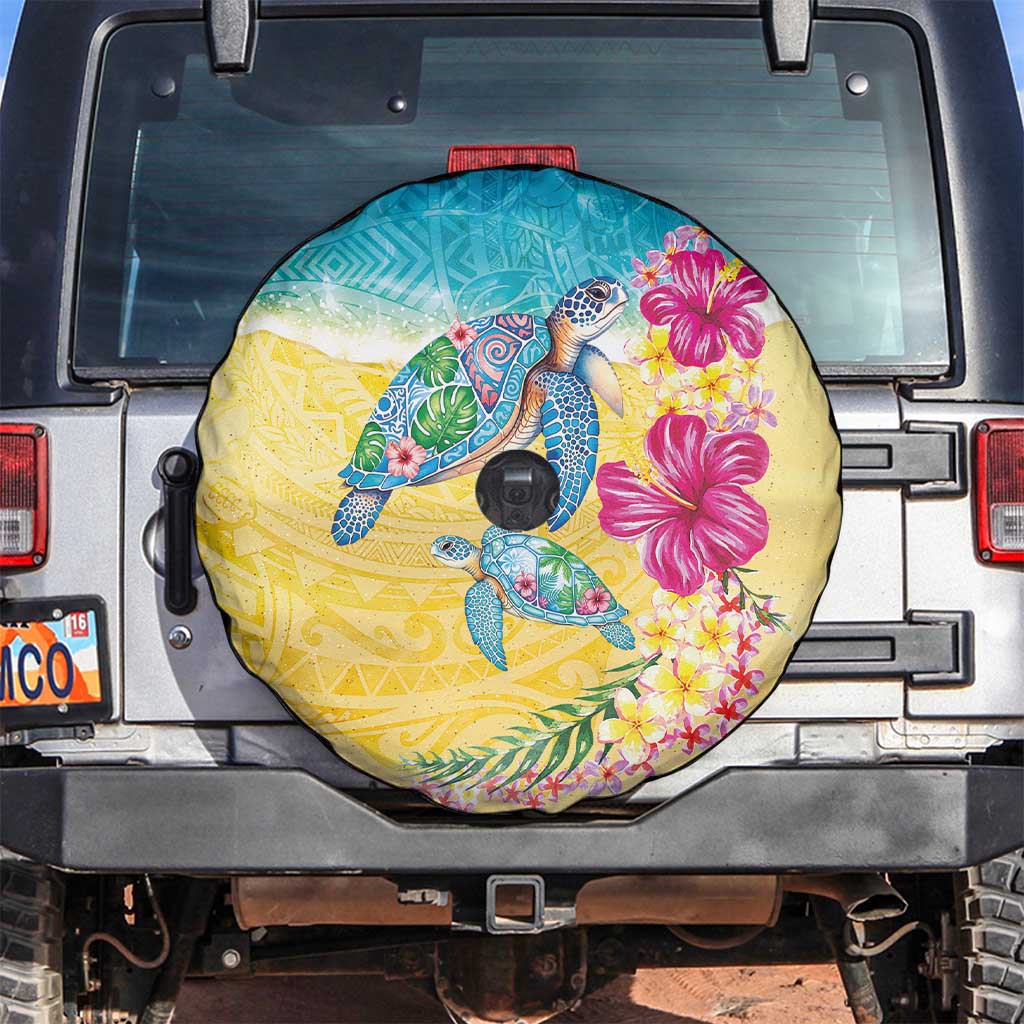 Hawaiian Tropical Plants Turtles Spare Tire Cover Watercolor Style LT03 Multicolor - Polynesian Pride