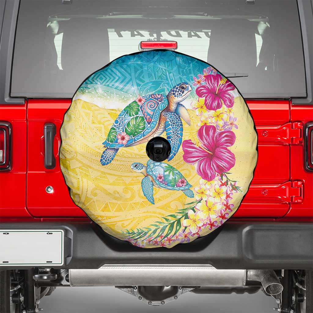 Hawaiian Tropical Plants Turtles Spare Tire Cover Watercolor Style LT03 - Polynesian Pride