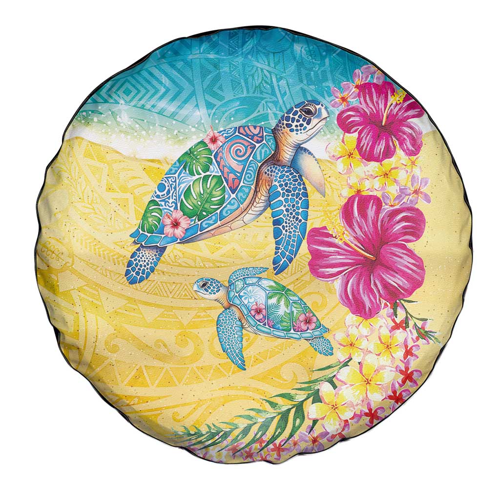 Hawaiian Tropical Plants Turtles Spare Tire Cover Watercolor Style LT03 - Polynesian Pride