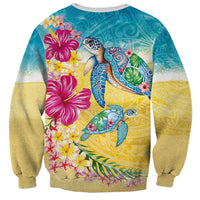 Hawaiian Tropical Plants Turtles Sweatshirt Watercolor Style LT03 - Polynesian Pride