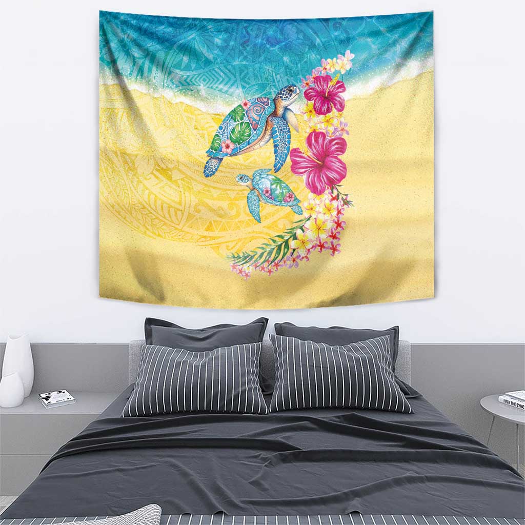 Hawaiian Tropical Plants Turtles Tapestry Watercolor Style LT03 - Polynesian Pride