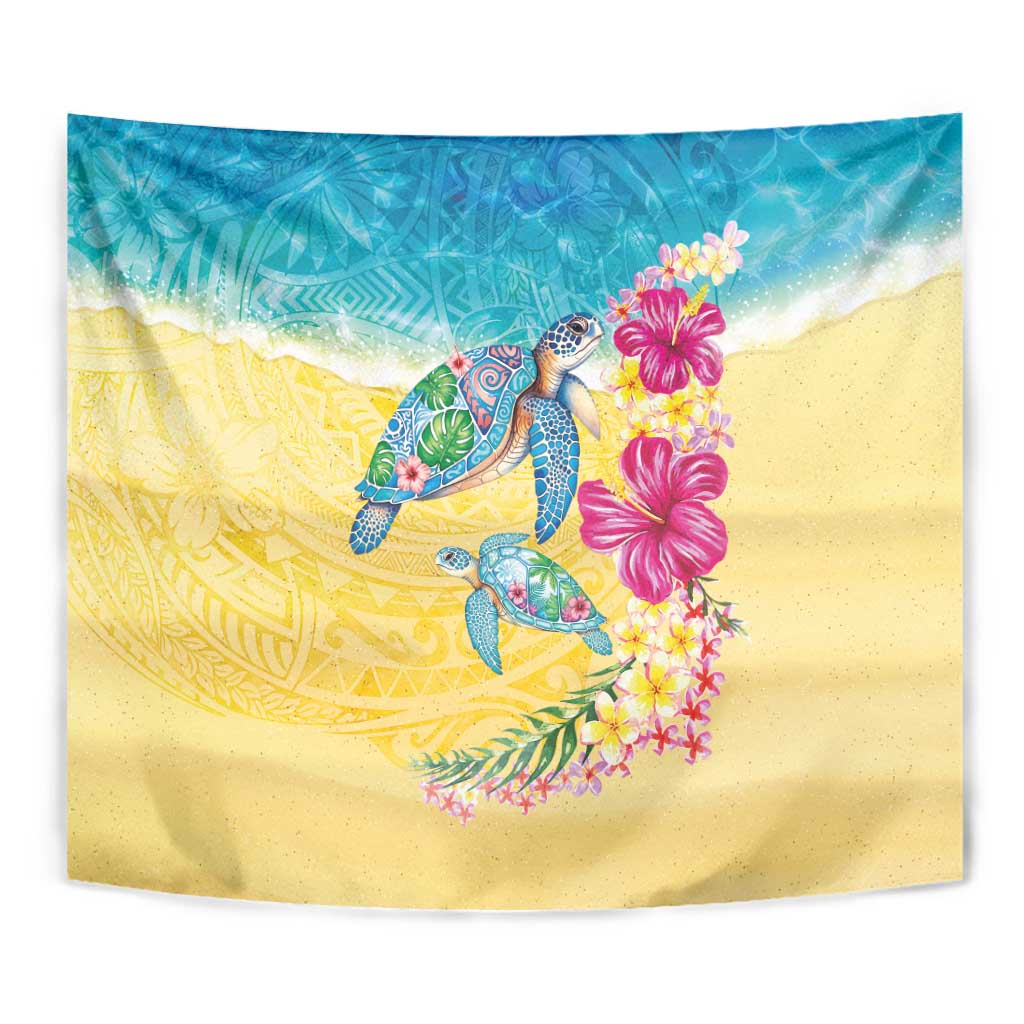 Hawaiian Tropical Plants Turtles Tapestry Watercolor Style LT03 - Polynesian Pride