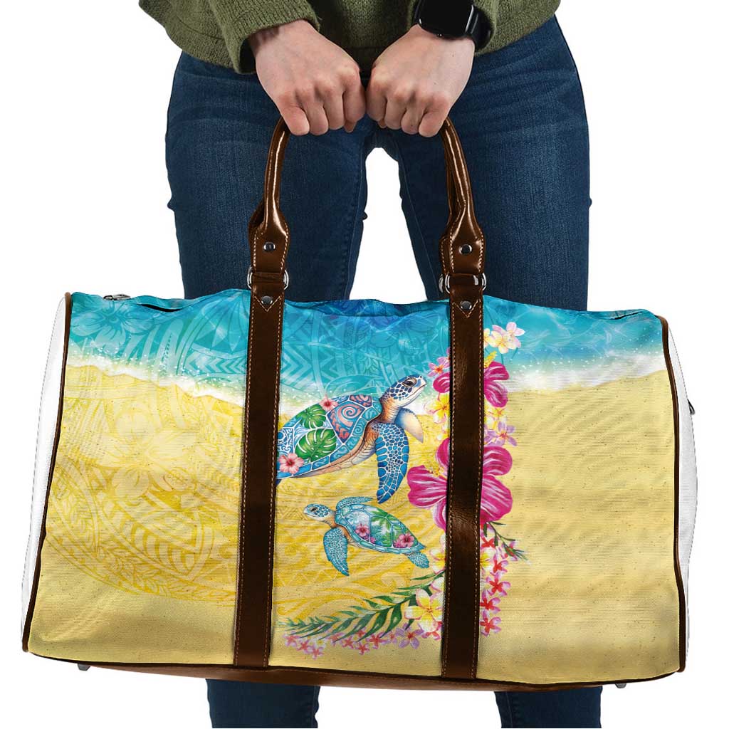 Hawaiian Tropical Plants Turtles Travel Bag Watercolor Style LT03 Multicolor - Polynesian Pride