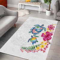 Hawaiian Abstract Art Turtles Area Rug with Plumeria and Hibiscus LT03 - Polynesian Pride