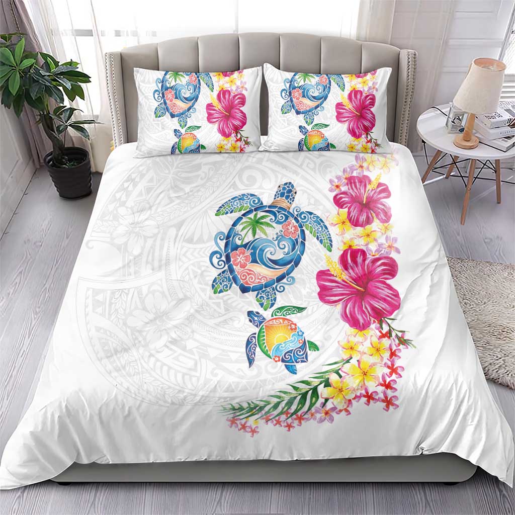 Hawaiian Abstract Art Turtles Bedding Set with Plumeria and Hibiscus LT03 - Polynesian Pride
