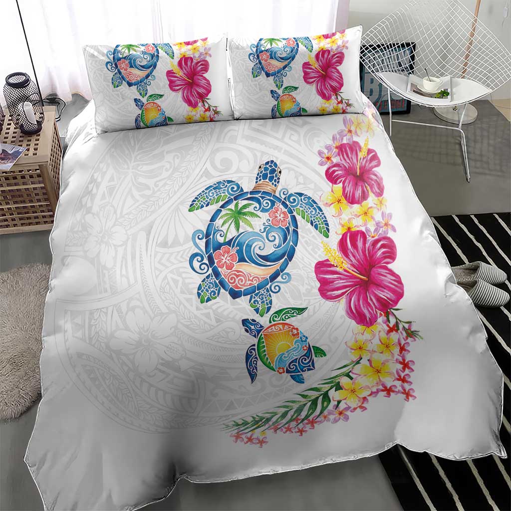 Hawaiian Abstract Art Turtles Bedding Set with Plumeria and Hibiscus LT03 - Polynesian Pride