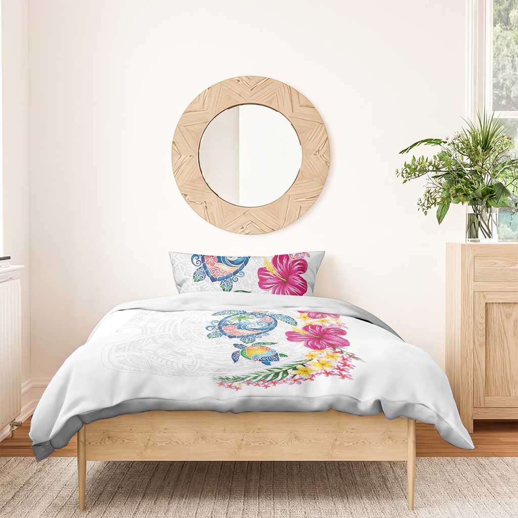 Hawaiian Abstract Art Turtles Bedding Set with Plumeria and Hibiscus LT03 - Polynesian Pride
