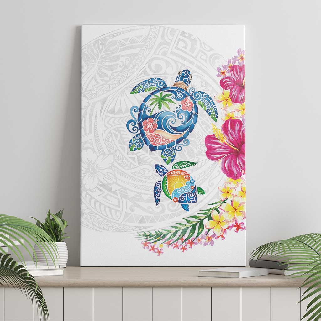 Hawaiian Abstract Art Turtles Canvas Wall Art with Plumeria and Hibiscus LT03 - Polynesian Pride