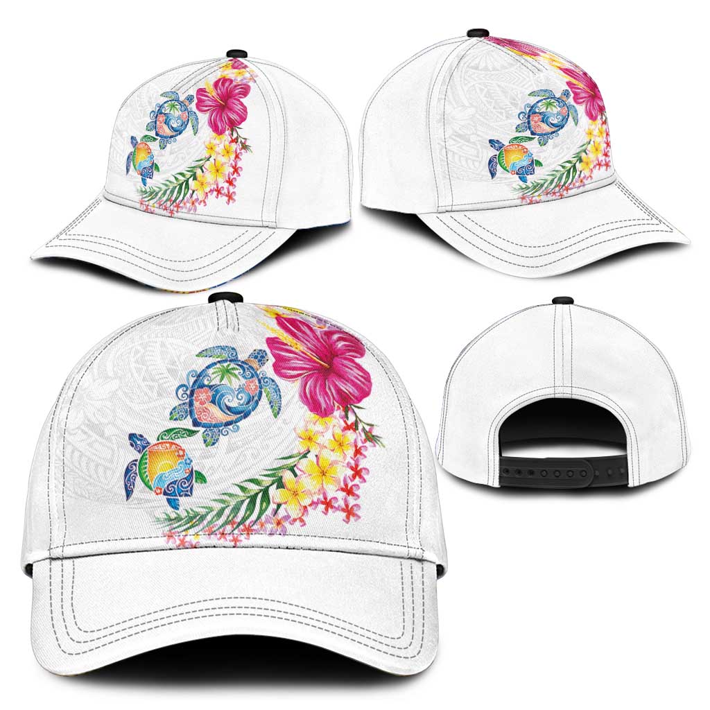 Hawaiian Abstract Art Turtles Classic Cap with Plumeria and Hibiscus LT03 - Polynesian Pride