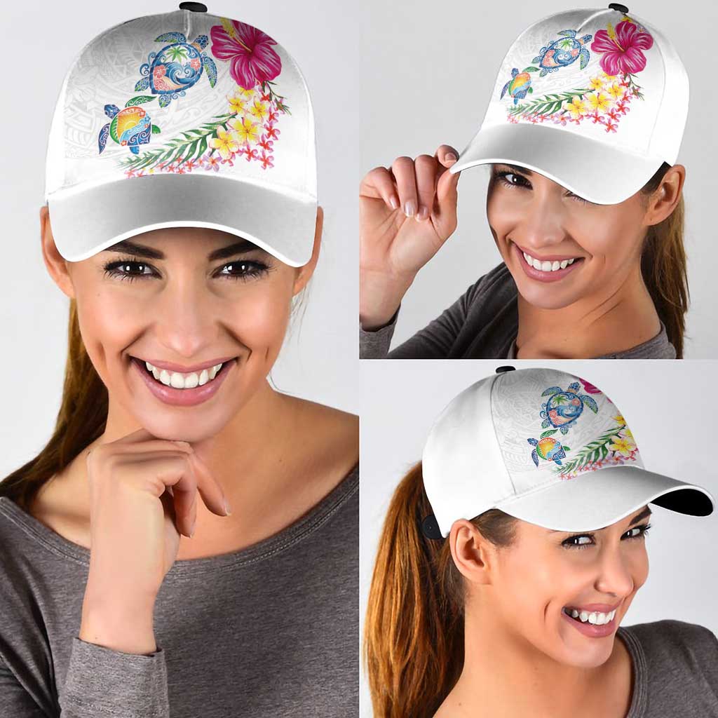 Hawaiian Abstract Art Turtles Classic Cap with Plumeria and Hibiscus LT03 - Polynesian Pride