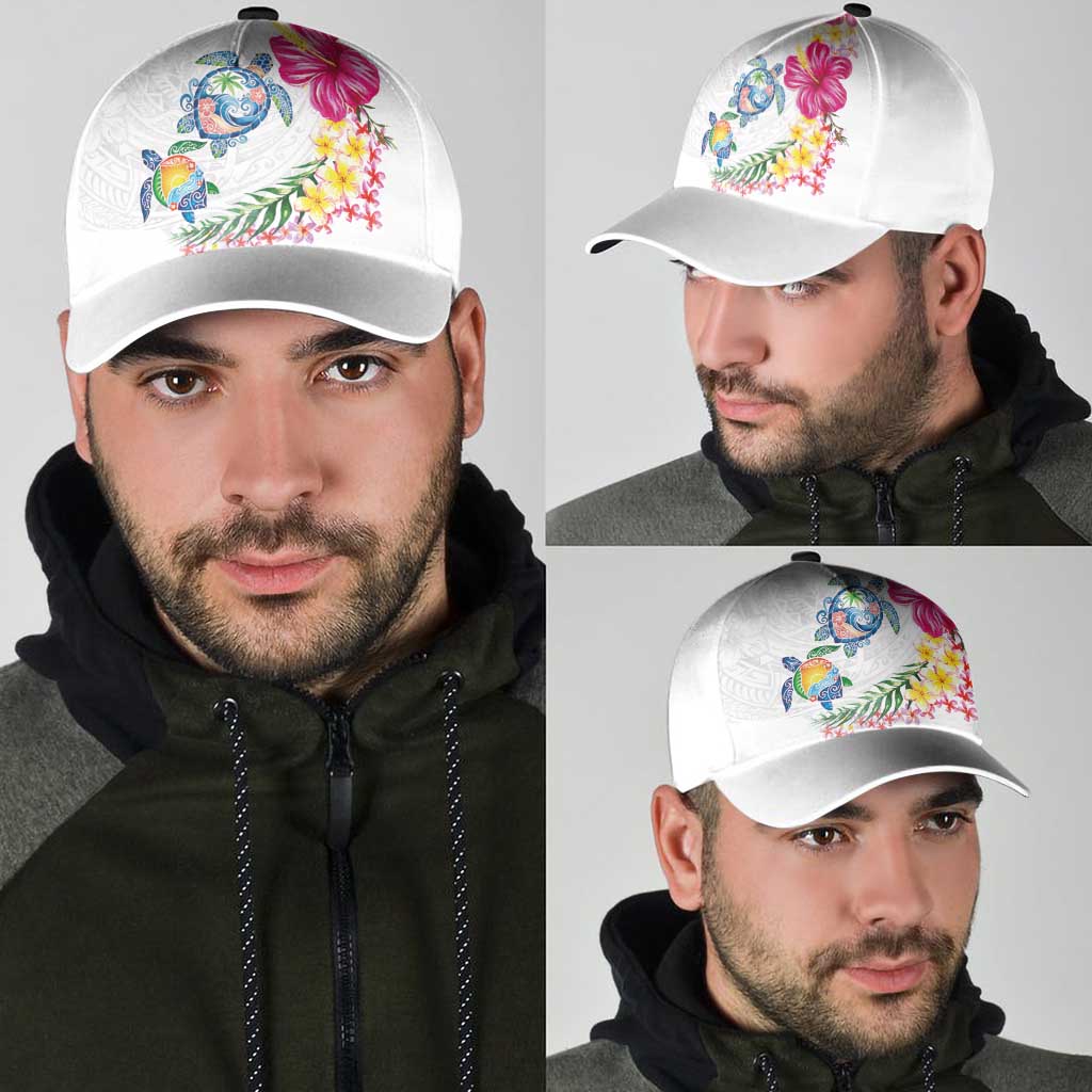 Hawaiian Abstract Art Turtles Classic Cap with Plumeria and Hibiscus LT03 - Polynesian Pride