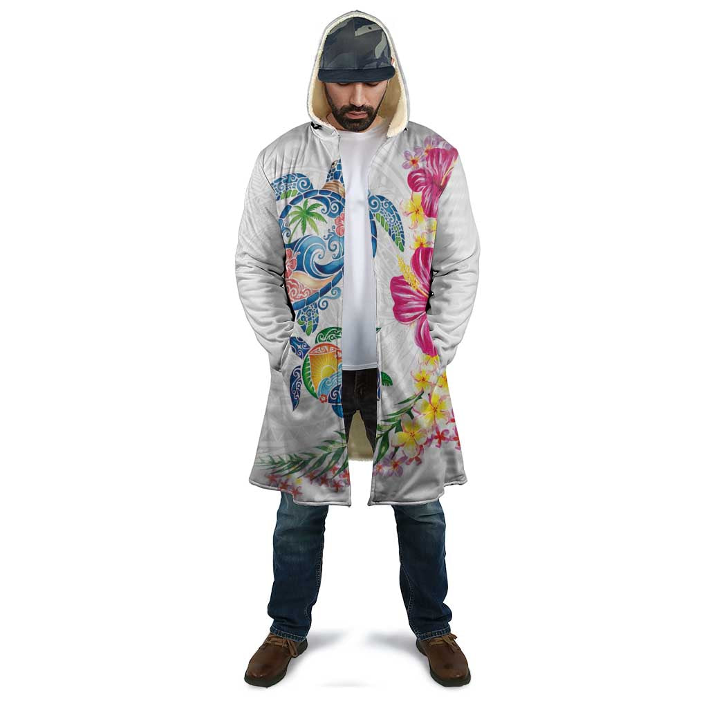 Hawaiian Abstract Art Turtles Cloak with Plumeria and Hibiscus LT03 - Polynesian Pride