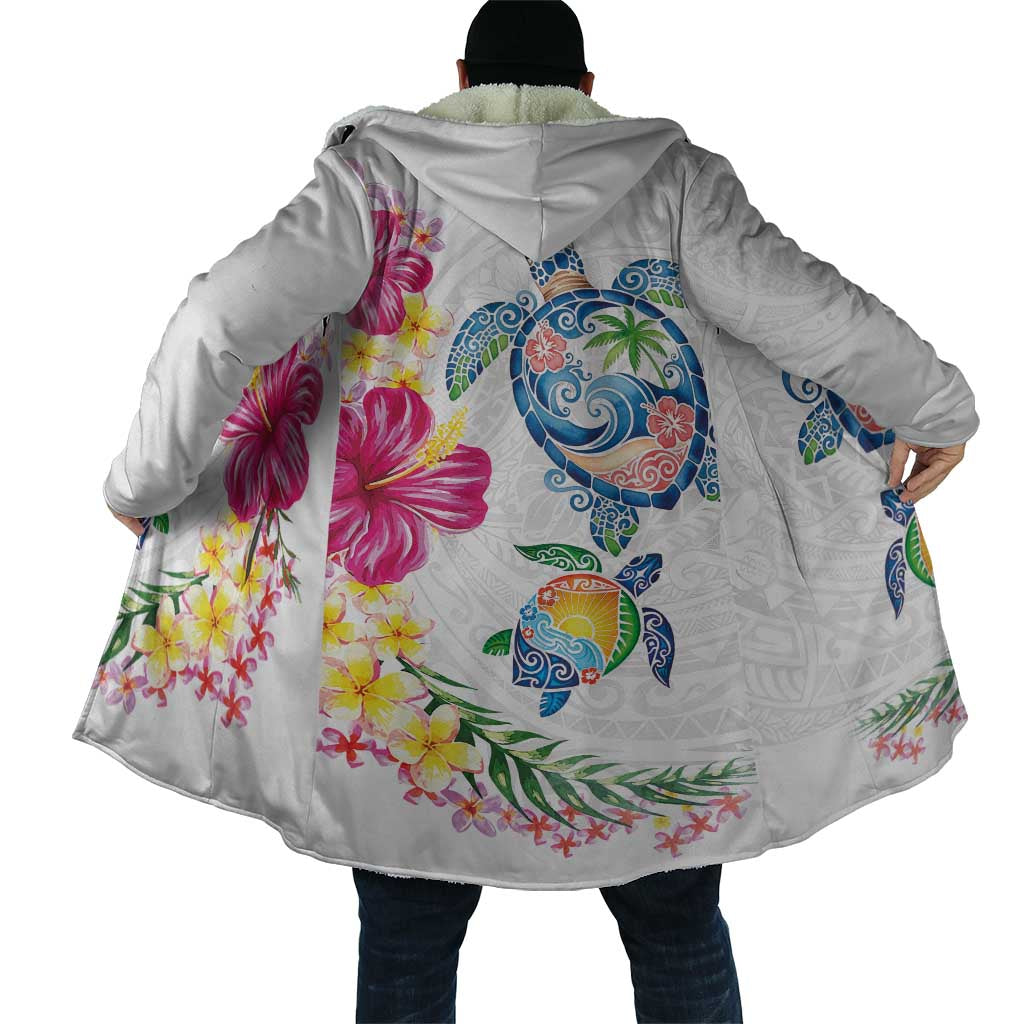 Hawaiian Abstract Art Turtles Cloak with Plumeria and Hibiscus LT03 - Polynesian Pride