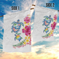 Hawaiian Abstract Art Turtles Garden Flag with Plumeria and Hibiscus LT03 - Polynesian Pride