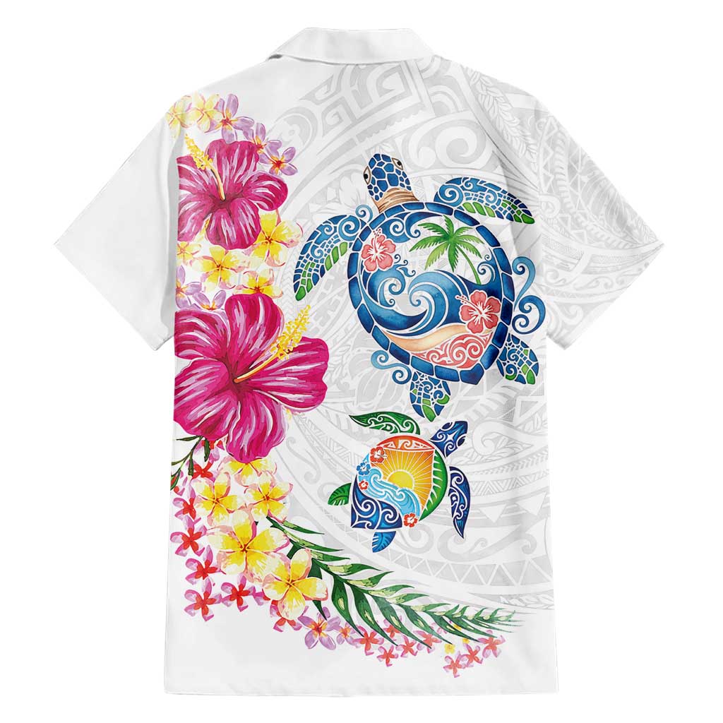 Hawaiian Abstract Art Turtles Hawaiian Shirt with Plumeria and Hibiscus LT03 - Polynesian Pride